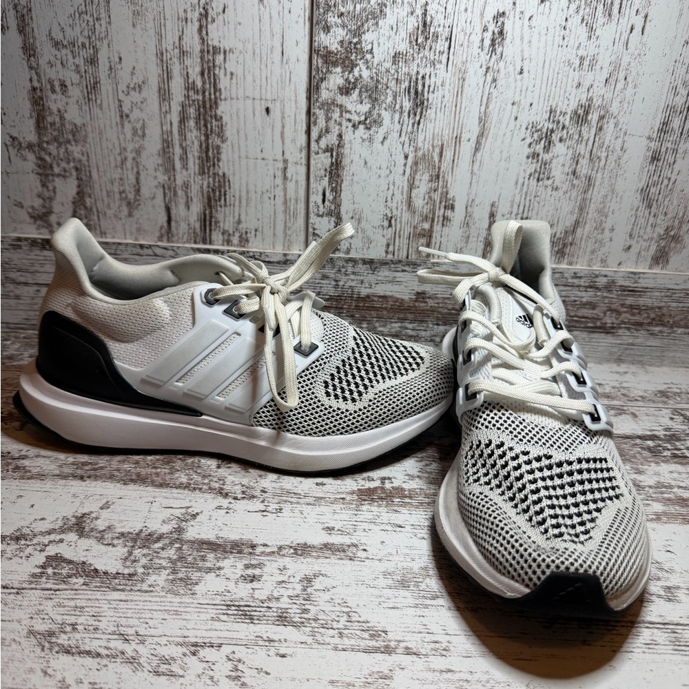 adidas Kids White and Black Knit Sneakers